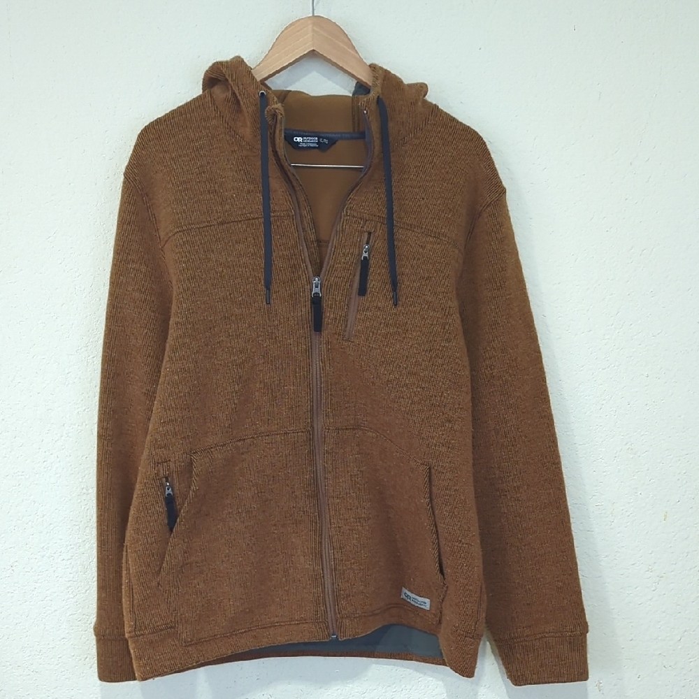 Outdoor Research Brown Heavyweight Wool Blend Full Zip Hoodie